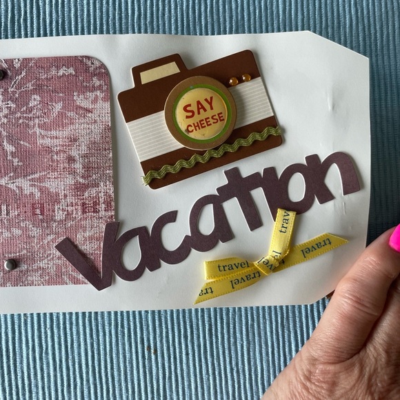 Travel Themed Pre-made Spiral Scrapbook with Bow- picture-ready! 8.25x4.5” - Picture 14 of 17